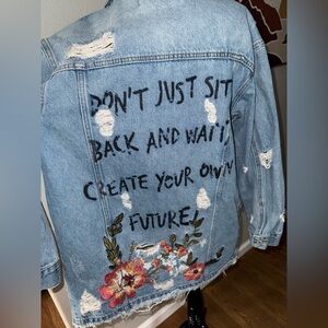 Dilvin Denim Embroidered Jacket (CUSTOM) Women's size small-6